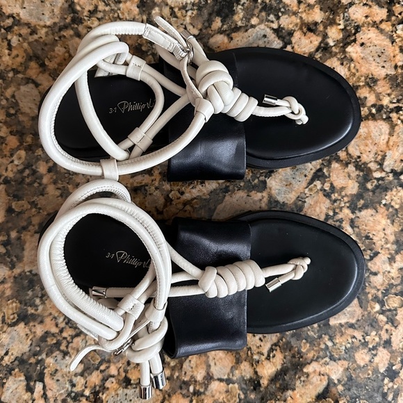 3.1 Phillip Lim Strappy Lugsole Sandal - Black & White - Picture 6 of 10